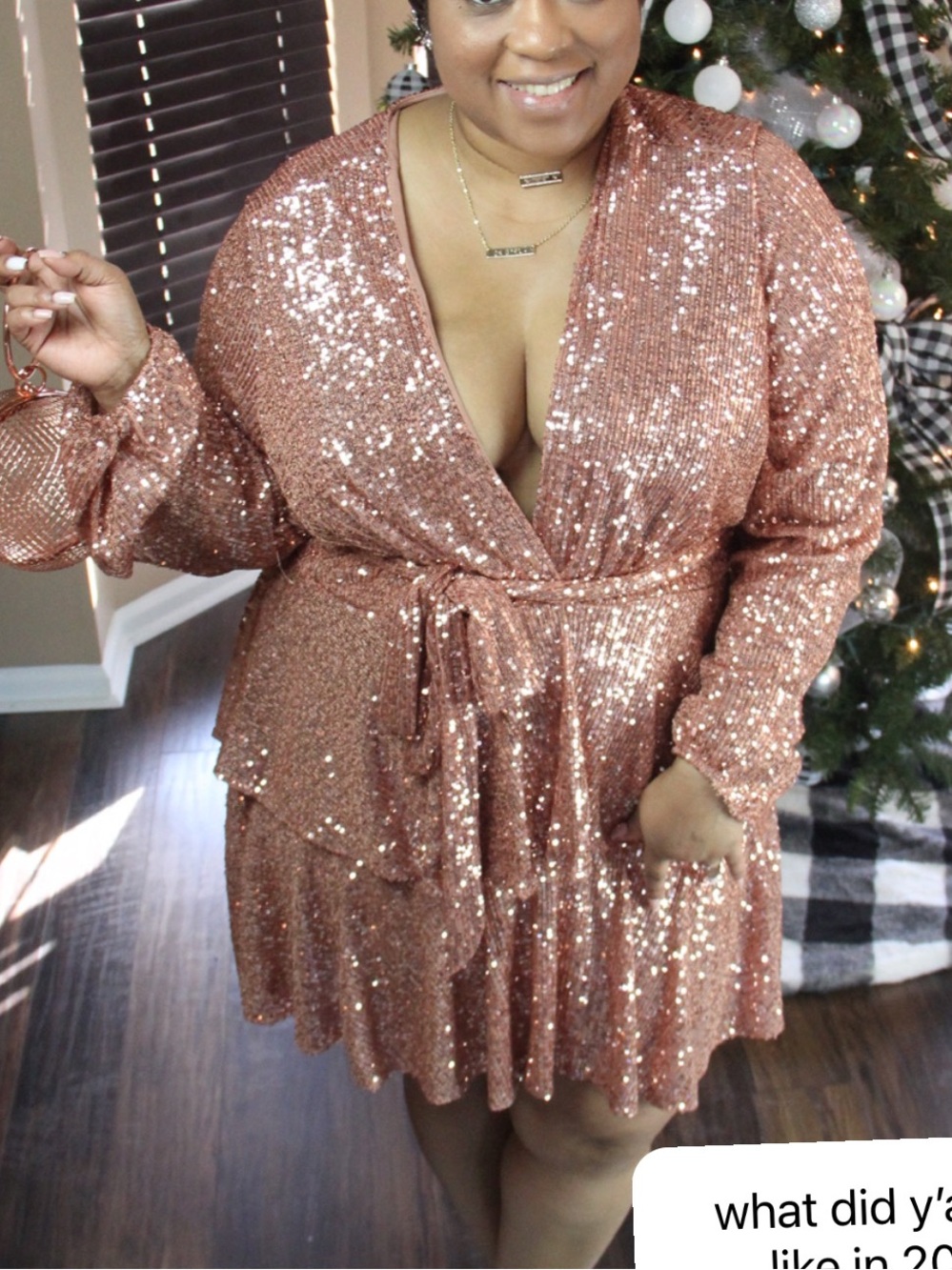 Rose Gold Sequin Wrap Dress